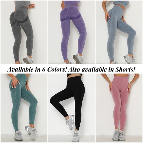 High Waist Seamless Gray Butt Lifting Yoga Pants - Picture 8 of 16